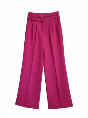 Amanda Uprichard Women's Blythe Pants in Hot Pink with Double Belt Size Small